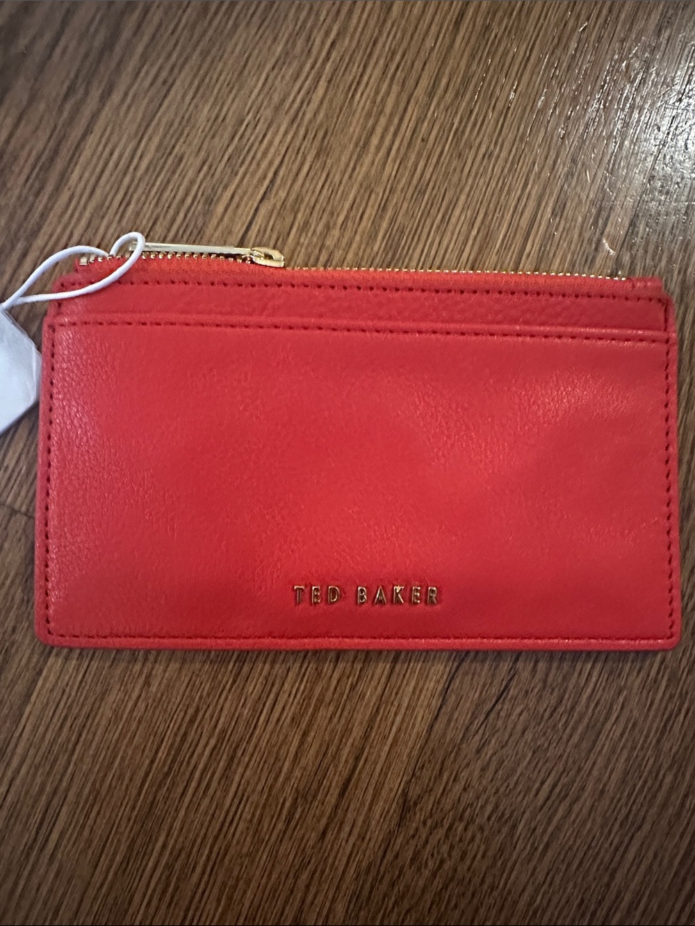 Ted Baker Bright Red Leather Zip Card Case